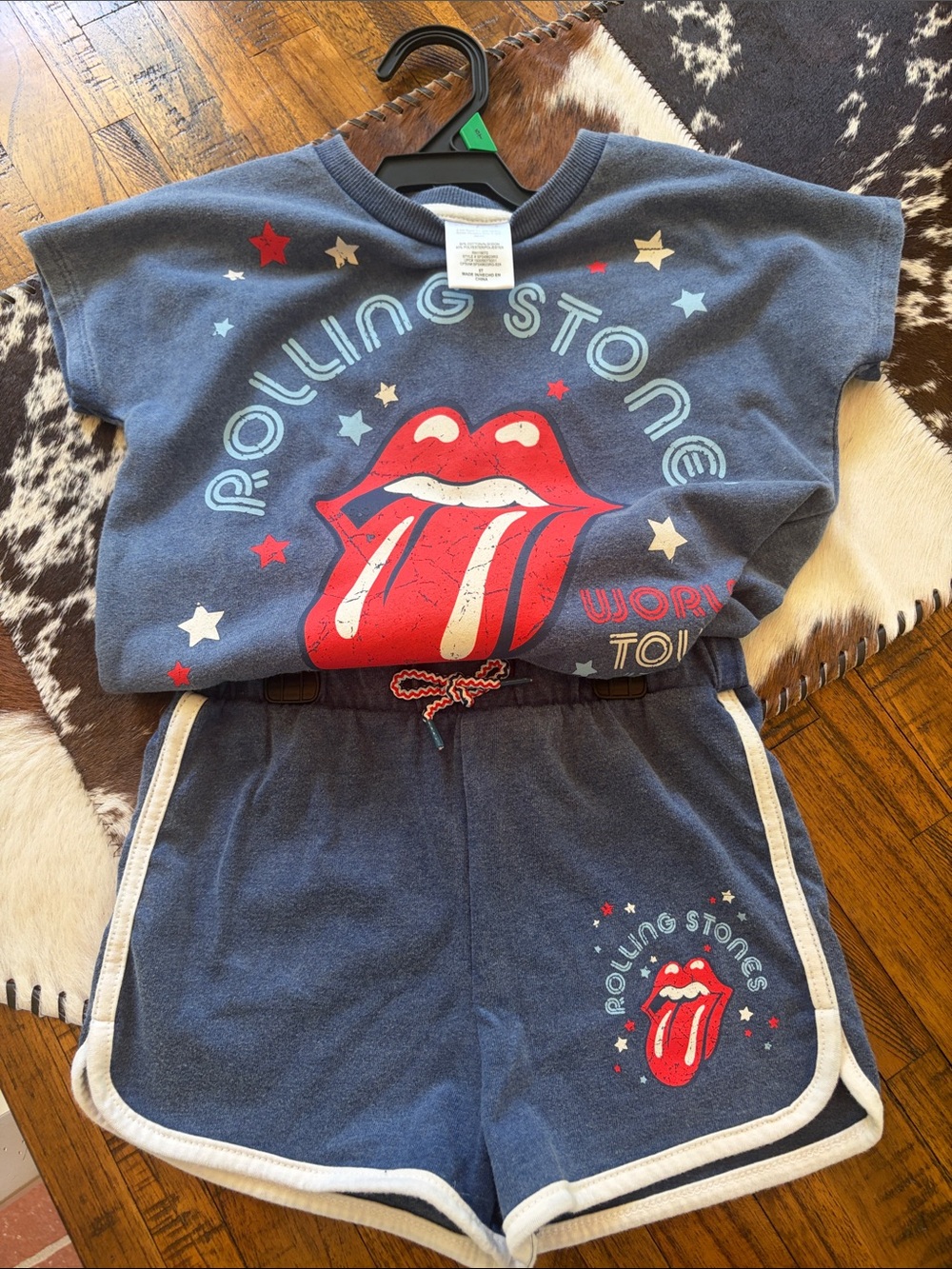 the Rolling Stones Kids Two-Piece Pajama Set - Blue with Red Tongue